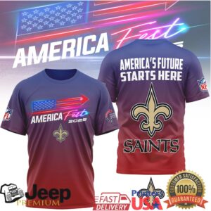 New Orleans Saints America Fest 2025 Patriotic Future Graphic Tee New Orleans Saints America Fest 2025 Patriotic Future Graphic Tee