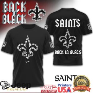 New Orleans Saints “Back in Black” Fleur de lis Gothic T Shirt New Orleans Saints “Back in Black” Fleur de lis Gothic T Shirt