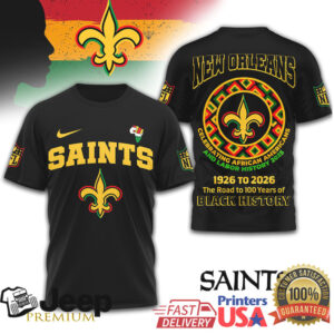 New Orleans Saints Black History Month Celebration T Shirt 1926 to 2026