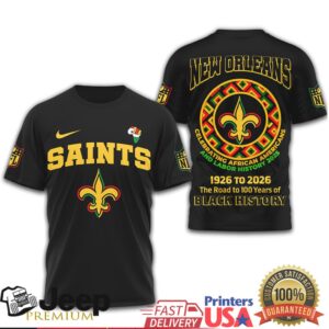 New Orleans Saints Black History Month Celebration T Shirt 1926 to 2026