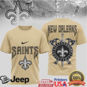 New Orleans Saints Fleur de lis Viking Shield Graphic T Shirt New Orleans Saints Fleur de lis Viking Shield Graphic T Shirt