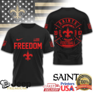 New Orleans Saints Freedom Opportunity Justice Equity Football Tee