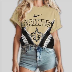 New Orleans Saints “It Is In My DNA” Gold V Tie Dye Women's T Shirt