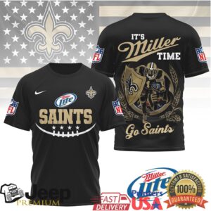 New Orleans Saints Miller Lite Shield Design NFL Football Tee New Orleans Saints Miller Lite Shield Design NFL Football Tee