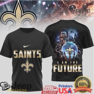 New Orleans Saints Terminator I Am The Future Gold Logo Tee