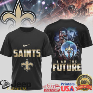 New Orleans Saints Terminator I Am The Future Gold Logo Tee