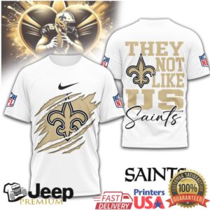 New Orleans Saints “They Not Like Us” Fleur de lis Ripped Tee New Orleans Saints “They Not Like Us” Fleur de lis Ripped Tee