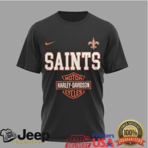 New Orleans Saints x Harley Davidson Ride The Legend Black T Shirt New Orleans Saints x Harley Davidson Ride The Legend Black T Shirt