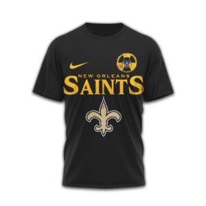 New Orleans Saints x Megadeth Vic Rattlehead Skull Black T Shirt