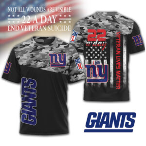 New York Giants NFL Veteran Awareness T Shirt 22 A Day Camo Tee New York Giants NFL Veteran Awareness T Shirt 22 A Day Camo Tee