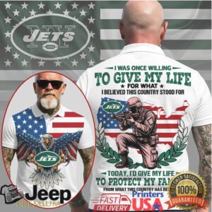 New York Jets Military Eagle “Give My Life” Patriotic Polo New York Jets Military Eagle “Give My Life” Patriotic Polo