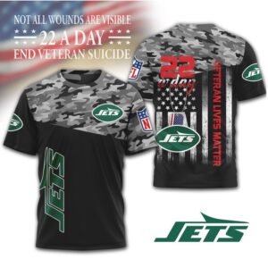 New York Jets Veteran Awareness 22 A Day Camo Military Support T Shirt