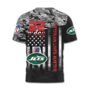 New York Jets Veteran Awareness 22 A Day Camo Military Support T Shirt