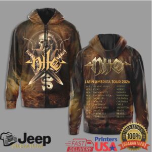 Nile Latin America Tour 2026 Skull & Blades All Over Print Hoodie Nile Latin America Tour 2026 Skull & Blades All Over Print Hoodie