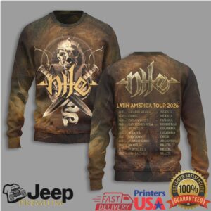 Nile Latin America Tour 2026 Skull & Blades All Over Print Hoodie