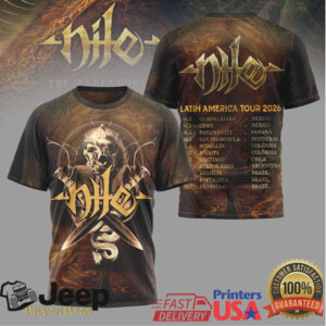 Nile Latin America Tour 2026 Skull & Blades All Over Print Hoodie