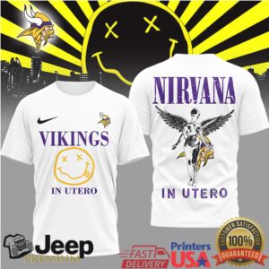 Nirvana In Utero x Minnesota Vikings NFL Mashup Graphic T Shirt Nirvana In Utero x Minnesota Vikings NFL Mashup Graphic T Shirt