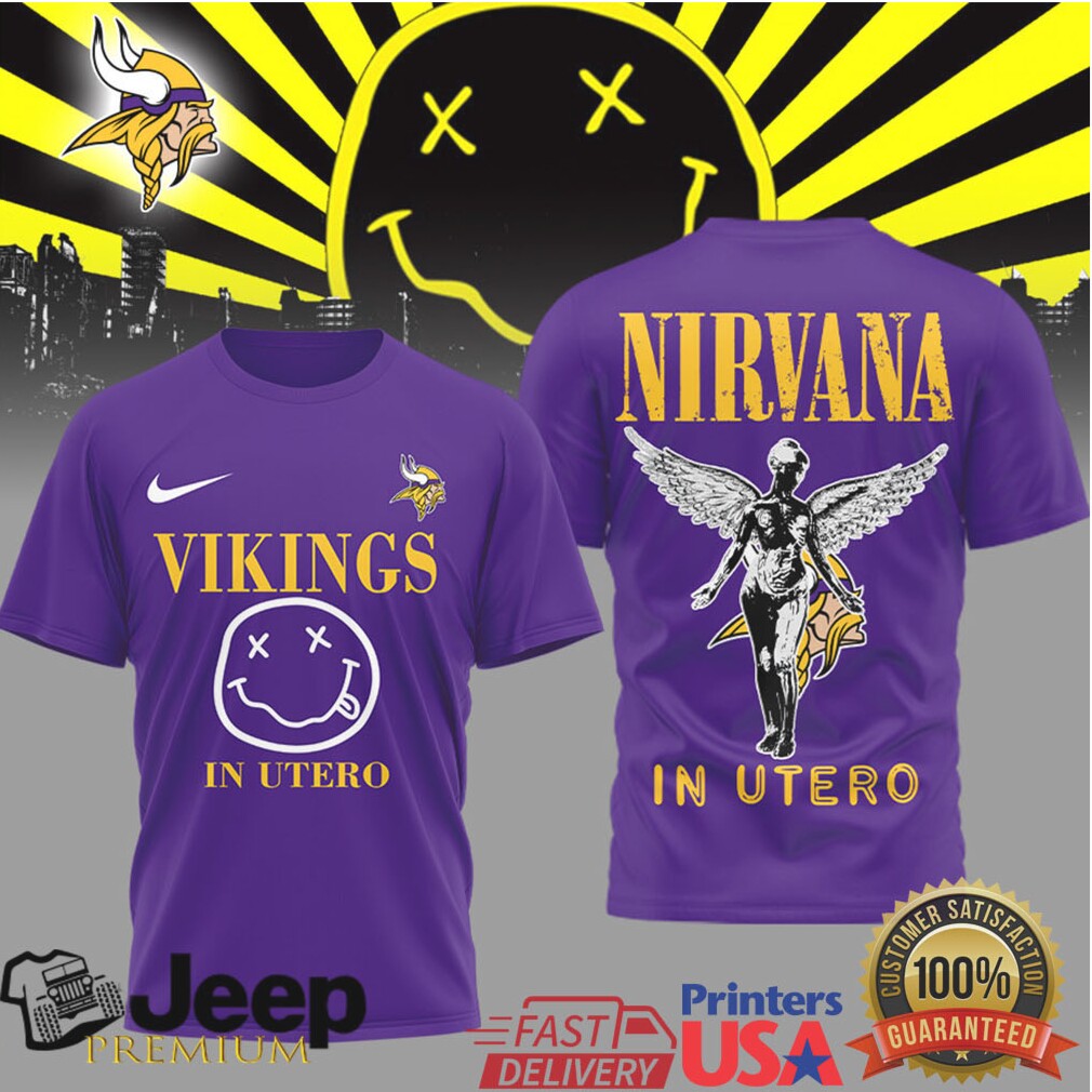 Nirvana In Utero x Minnesota Vikings NFL Mashup Graphic T Shirt Nirvana In Utero x Minnesota Vikings NFL Mashup Graphic T Shirt