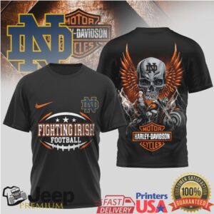 Notre Dame Fighting Irish Football Harley Davidson Skull Biker T Shirt Notre Dame Fighting Irish Football Harley Davidson Skull Biker T Shirt