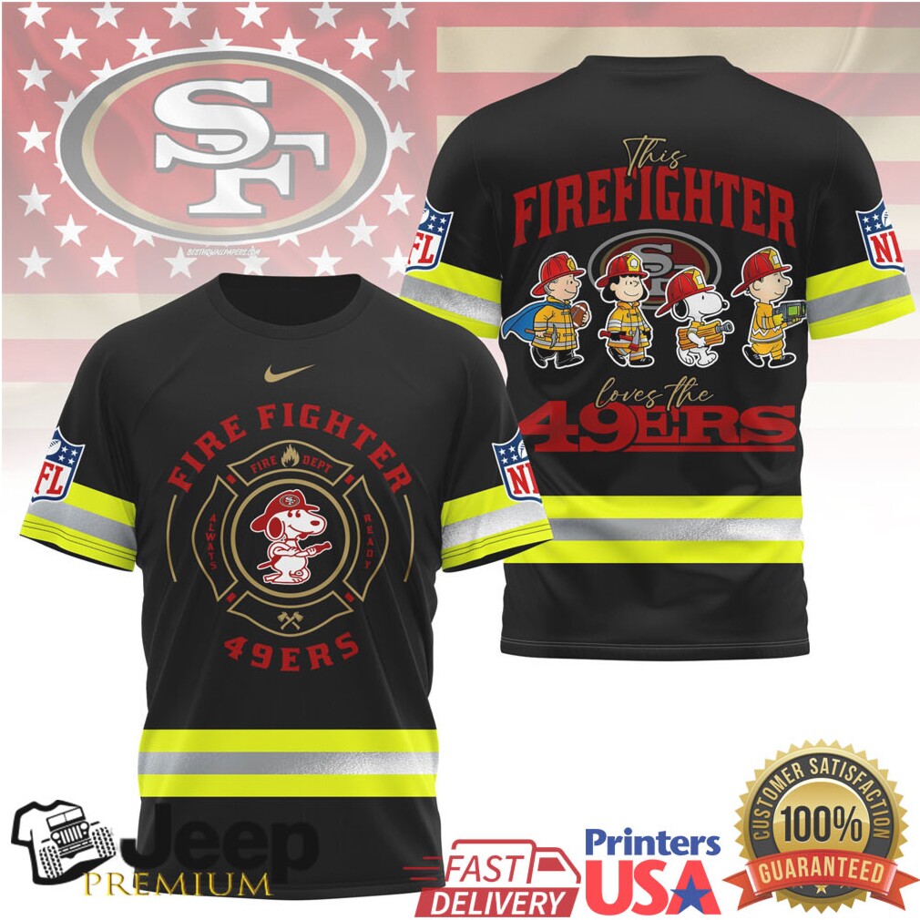 Peanuts Firefighter San Francisco 49ers NFL Custom 3D Shirt Peanuts Firefighter San Francisco 49ers NFL Custom 3D Shirt