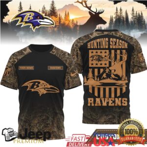 Personalized Baltimore Ravens NFL Hunting Season Deer Camo T Shirt Personalized Baltimore Ravens NFL Hunting Season Deer Camo T Shirt