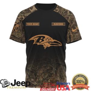 Personalized Baltimore Ravens NFL Hunting Season Deer Camo T Shirt