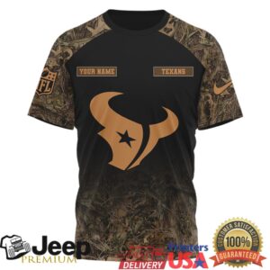 Personalized Houston Texans Camo Hunting Deer & Flag Graphic T Shirt