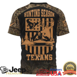 Personalized Houston Texans Camo Hunting Deer & Flag Graphic T Shirt