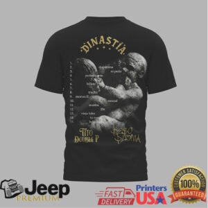 Peso Pluma x Tito Double P Dinastía Tour Black and Gold Graphic T Shirt