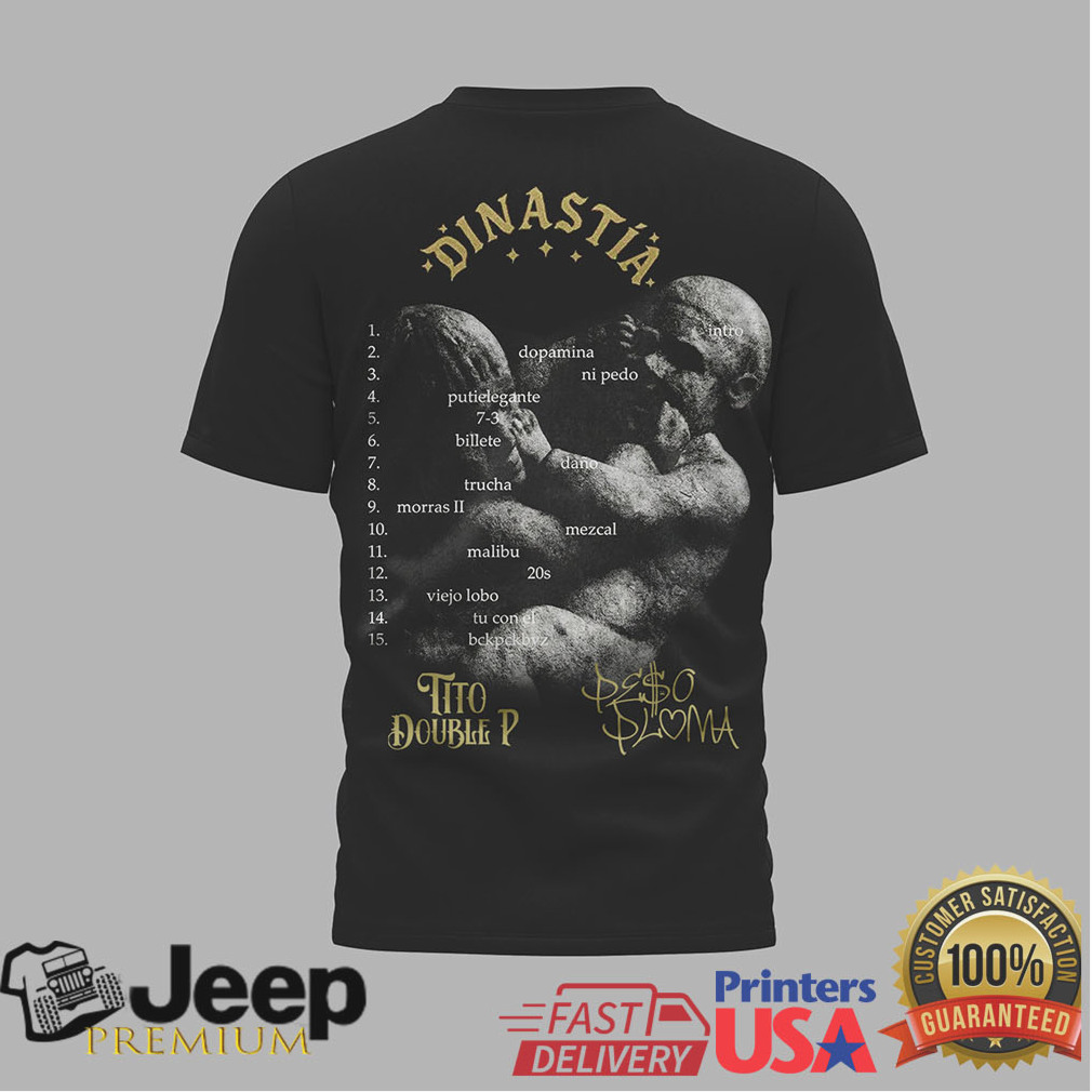 Peso Pluma x Tito Double P Dinastía Tour Black and Gold Graphic T Shirt Peso Pluma x Tito Double P Dinastía Tour Black and Gold Graphic T Shirt