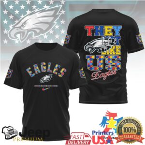 Philadelphia Eagles Autism Awareness “They Not Like Us” T Shirt Philadelphia Eagles Autism Awareness “They Not Like Us” T Shirt