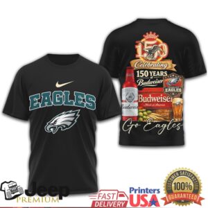 Philadelphia Eagles Budweiser 150 Years King of Beers Fan T Shirt Philadelphia Eagles Budweiser 150 Years King of Beers Fan T Shirt