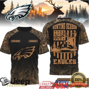 Philadelphia Eagles Custom Name Hunting Season Camo 3D Performance Tee