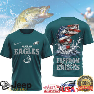 Philadelphia Eagles “Freedom Fishing” Bass Fish American Flag Sport T Shirt