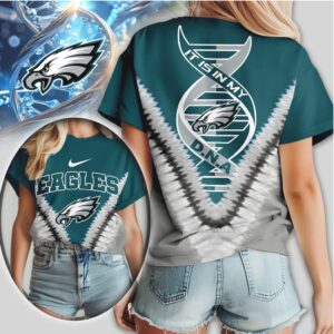 Philadelphia Eagles “It Is In My DNA” Midnight Green Tie Dye Women's T Shirt
