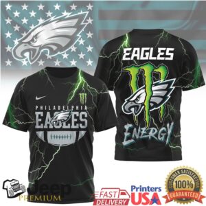 Philadelphia Eagles Monster Energy 3D Lightning All Over Print T Shirt Philadelphia Eagles Monster Energy 3D Lightning All Over Print T Shirt