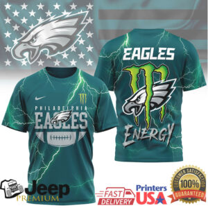 Philadelphia Eagles Monster Energy 3D Lightning All Over Print T Shirt