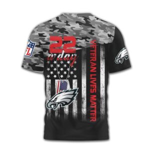 Philadelphia Eagles NFL Veteran Awareness Camo Shirt End Veteran Suicide 22 A Day