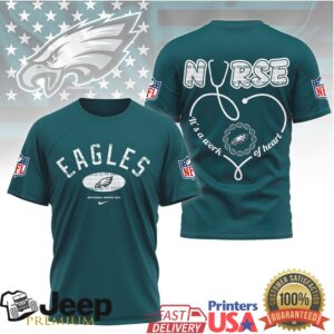 Philadelphia Eagles Nurse Appreciation “Work of Heart” Stethoscope T Shirt