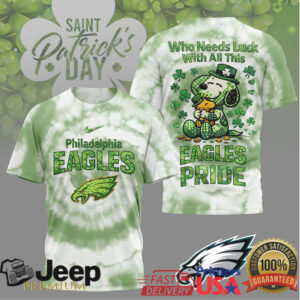 Philadelphia Eagles Snoopy St. Patrick's Day Lucky Green T Shirt