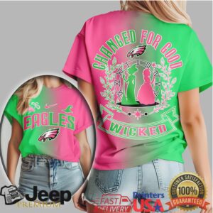 Philadelphia Eagles Wicked Musical “Changed For Good” Pink & Green Tee Philadelphia Eagles Wicked Musical “Changed For Good” Pink & Green Tee