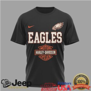 Philadelphia Eagles x Harley Davidson Ride The Legend Black T Shirt