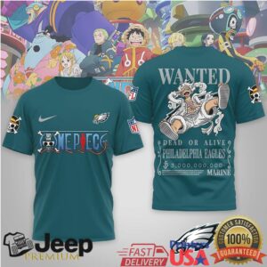 Philadelphia Eagles x One Piece Luffy Gear 5 Wanted Poster T Shirt