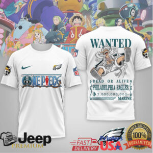 Philadelphia Eagles x One Piece Luffy Gear 5 Wanted Poster T Shirt