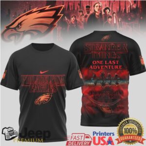 Philadelphia Eagles x Stranger Things One Last Adventure Black T Shirt