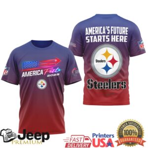 Pittsburgh Steelers America Fest 2025 Patriotic Red White Blue Gradient Tee Pittsburgh Steelers America Fest 2025 Patriotic Red White Blue Gradient Tee