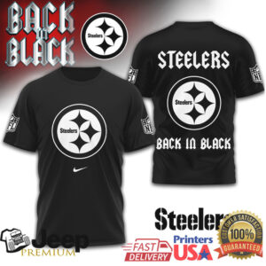 Pittsburgh Steelers “Back in Black” Industrial Gothic Black T Shirt