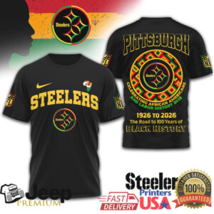 Pittsburgh Steelers Black History Tribute T Shirt Pan African Gold & Green