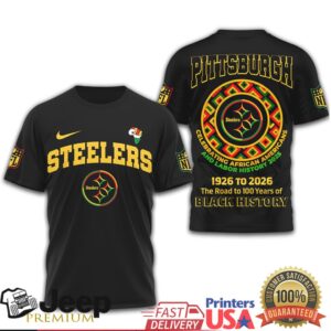 Pittsburgh Steelers Black History Tribute T Shirt Pan African Gold & Green