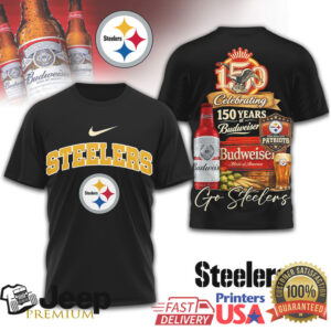 Pittsburgh Steelers Budweiser 150 Years Celebration Beer Collaboration T Shirt